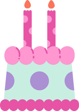 Cute Colorful Birthday Cake Illustration Handdrawn Party Element Illustration