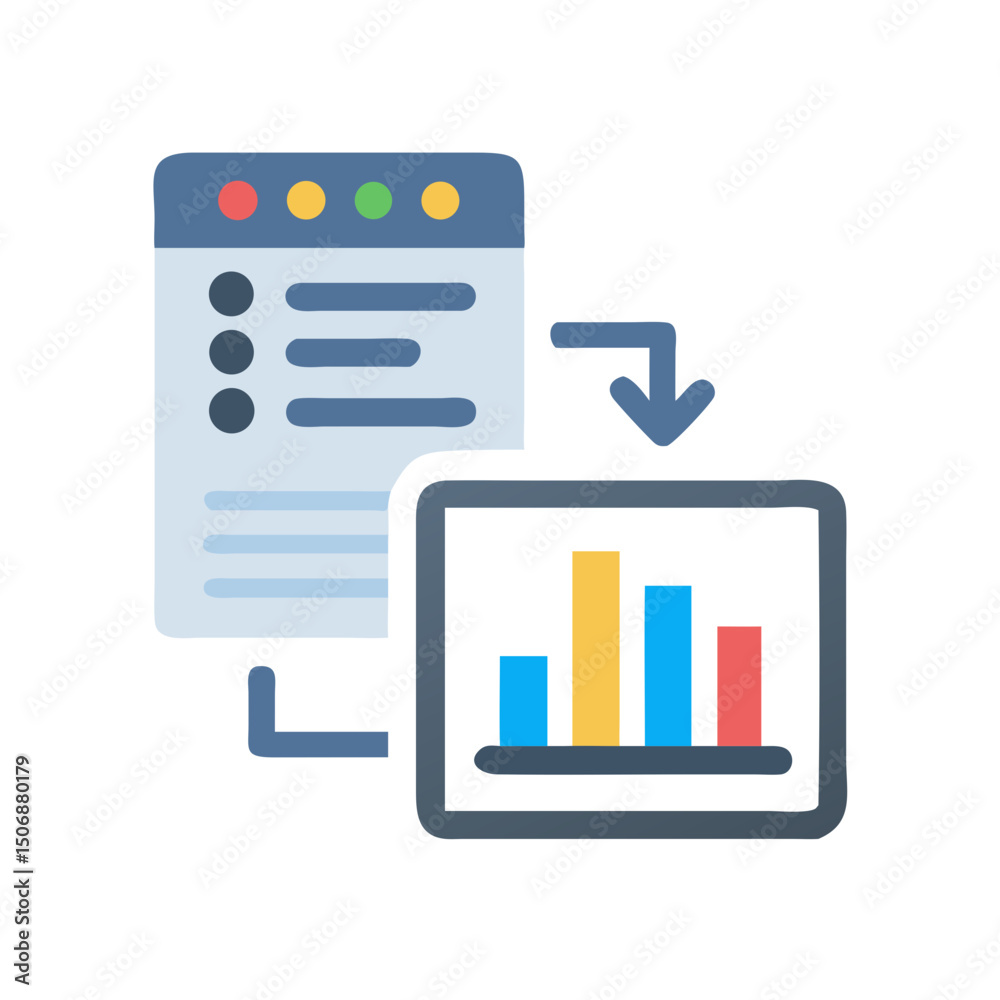 Poster data analysis icon representing report conversion and visualization
