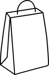 Fast Food Paper Bag Packed Meal Drawing Line Art Vector Illustration