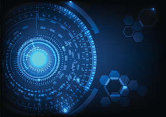 Abstract technology background circle design futuristic in modern vector illustrator, digital science pattern. Concept of cyberspace, computor graphic, glowing circuit, future high technology.