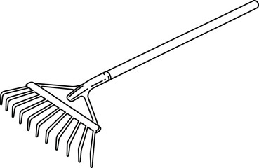 Gardening Tool Vector Illustration Detailed Rake Design