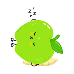 Adorable Green Apple character napping comfortably on plush pillow, enjoying peaceful slumber with serene expression