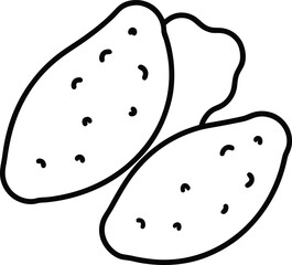 Fried Pickle Slices Crispy Appetizer Line Art Vector Illustration