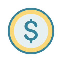 Minimalist dollar coin illustration on a White Background