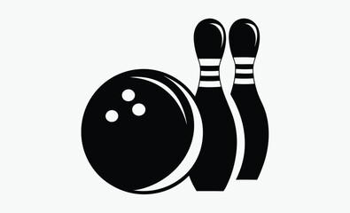 Bowling Ball and Pins Silhouette