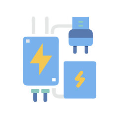 Simplified electric panel icon illustration on White Background