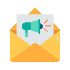 Email marketing campaign with announcement megaphone and notification alerts