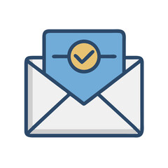 Received email confirmation icon in flat design style