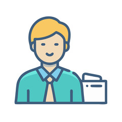 Flat Illustration of Smiling Man with Shopping Bag on White