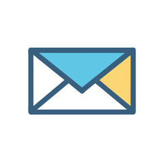 Flat icon of a modern envelope on White Background