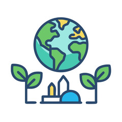 Growing Earth with Sustainable Industry in a Flat Design