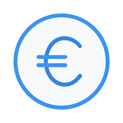 Simple flat Euro currency symbol in blue and white