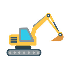 Stylized excavator illustration on a White Background