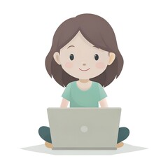 little girl with laptop