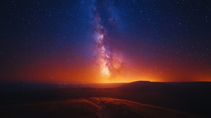 Celestial Nightscape with Milky Way & Star Cluster Panorama: Ultra-Detailed Astrophotography Imagery for Scientific and Artistic Applications