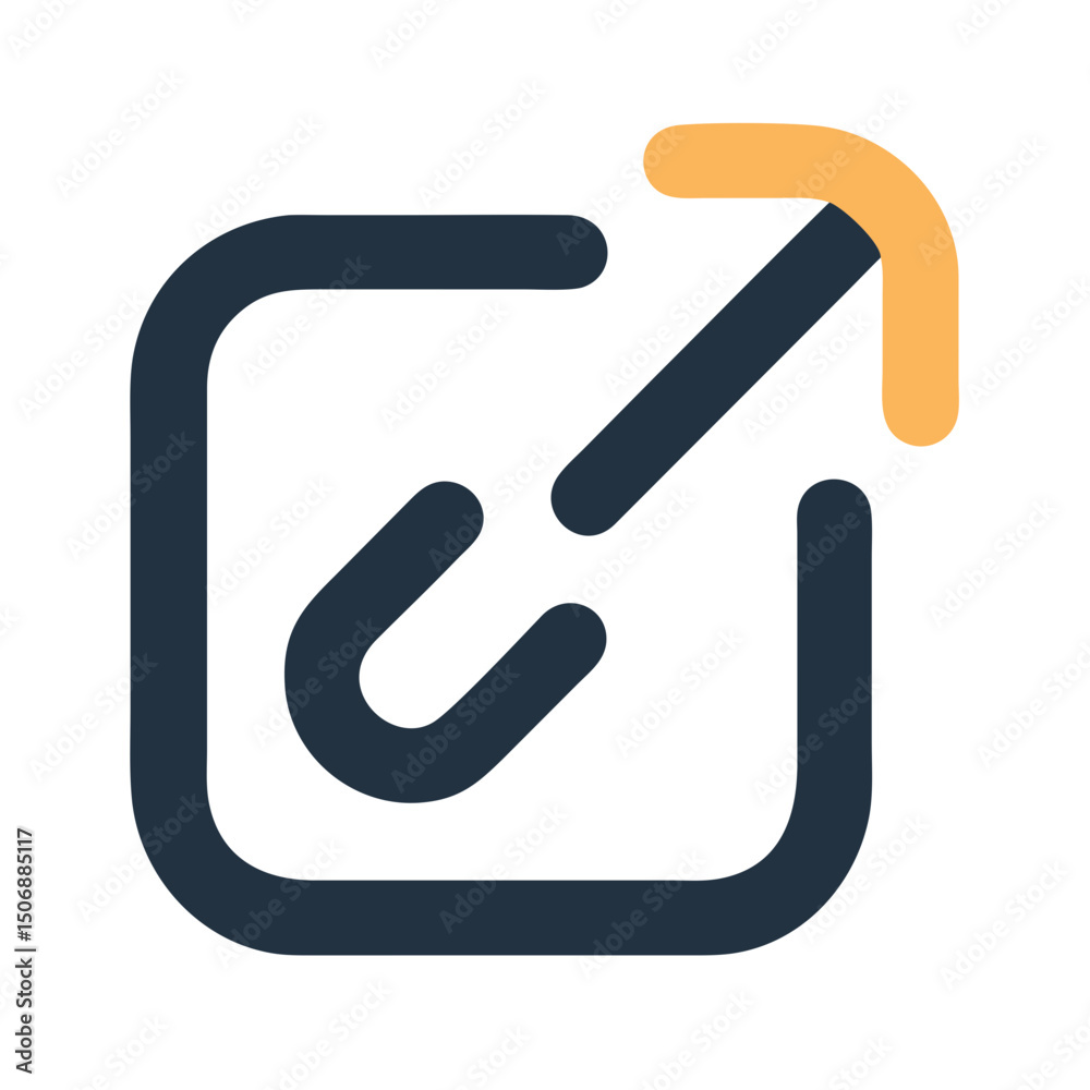 Poster simple flat design external link square with arrow icon