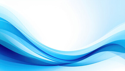 Abstract blue and white wave background with smooth flowing lines, modern design, open area for text, clean and calming visual, suitable for presentations or banners