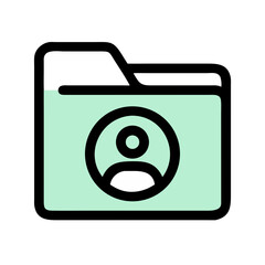 Mint folder icon with person symbol isolated on White