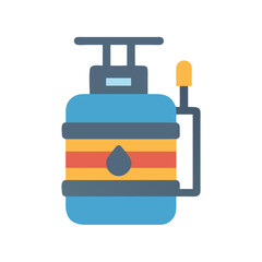 Blue dispenser with drop symbol for sanitizer liquid