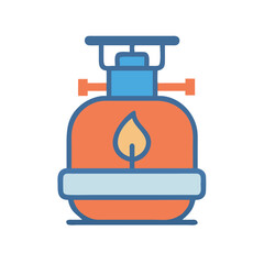 Cartoon gas cylinder illustration with orange and blue accents