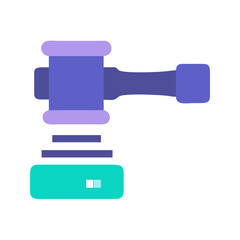 Flat design icon of a justice gavel on White Background
