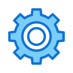 Light blue gear on White Background symbolizes mechanics technology
