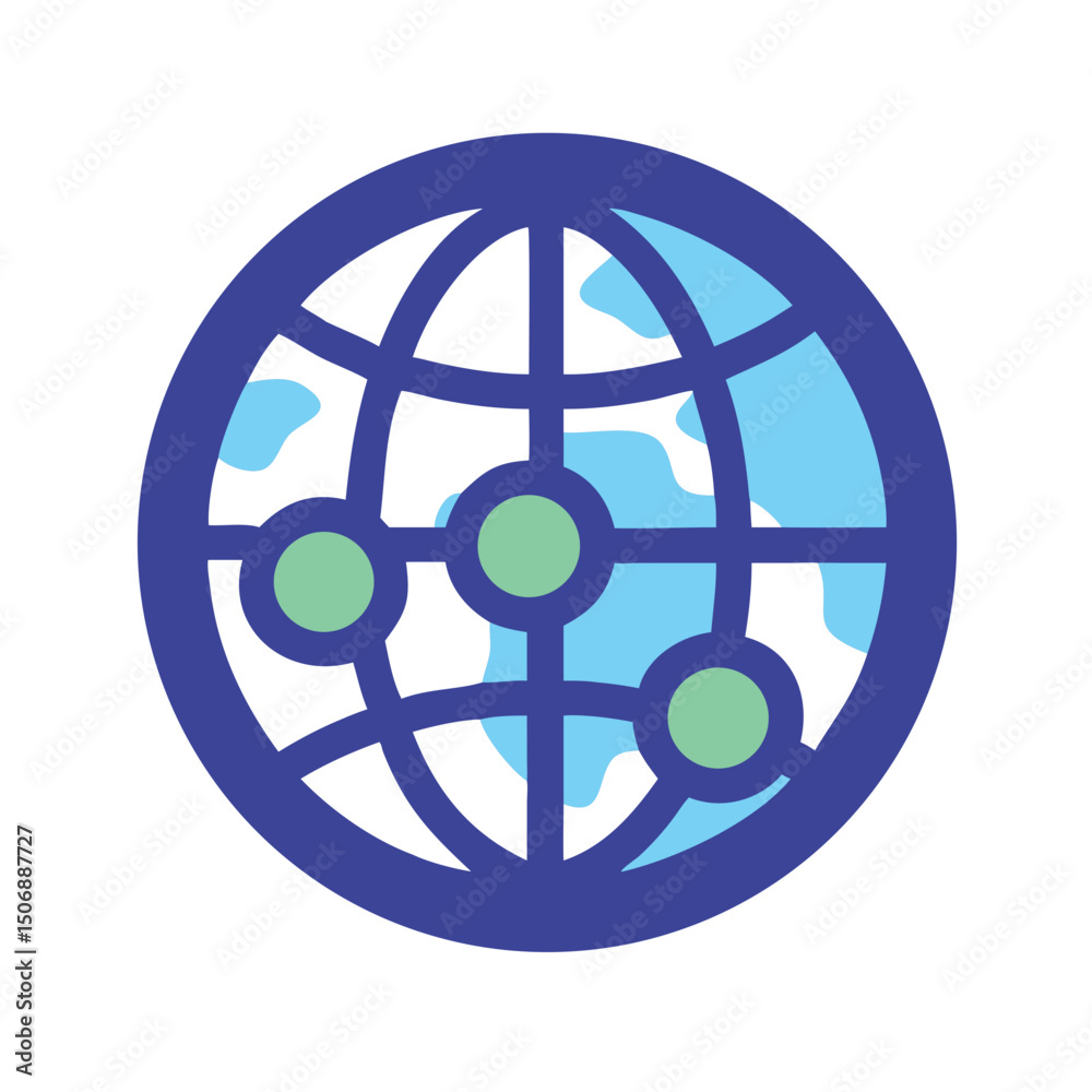 Poster abstract globe with connection points on a white background