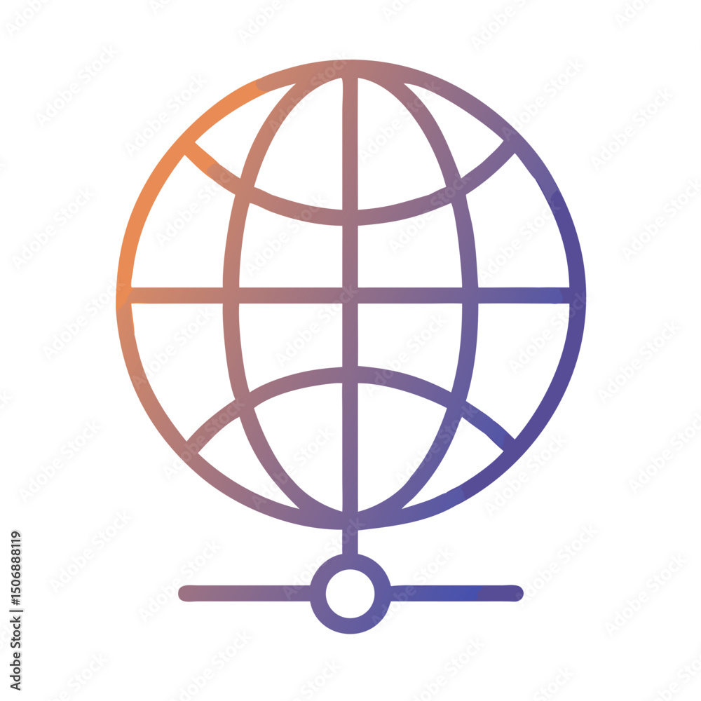 Poster gradient globe icon symbolizing network connection and global reach