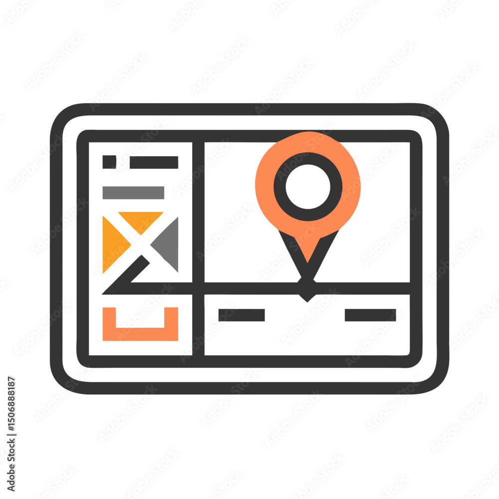 Poster graphical interface displaying gps map with route information
