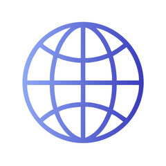 Clean gradient blue globe icon on White Background illustration