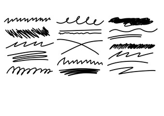 Underline mark line pen scribble doodle collection of lines. Elements of line mark sketch sketch sketch sketch sketch cross line mark set rough dividing line for emphasis of text underline.