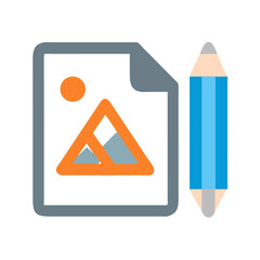 Digital illustration of a file icon and a pencil