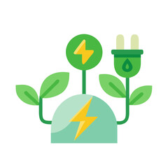 Symbolic image of green energy sources in a flat style