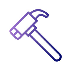 Purple gradient hammer line art against White Background