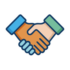 Flat graphic handshake icon symbolizing agreement and collaboration