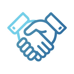Blue handshake icon symbolizes agreement on a dark background