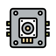 Isolated flat square sensor icon on a White Background
