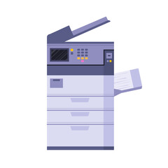 Modern office printer isolated on white background. Office concept. Vector stock