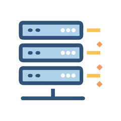 Three server data storage system flat style design