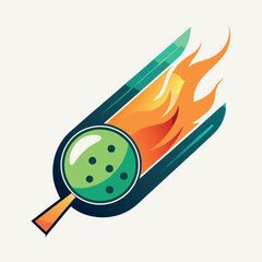 Pickleball Vector with Flame Trail Modern Sport Illustration