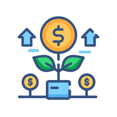 Financial growth concept with money plant in flat style