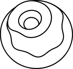 Mini Caramel Swirl Donut Glazed Treat Line Art Vector Illustration