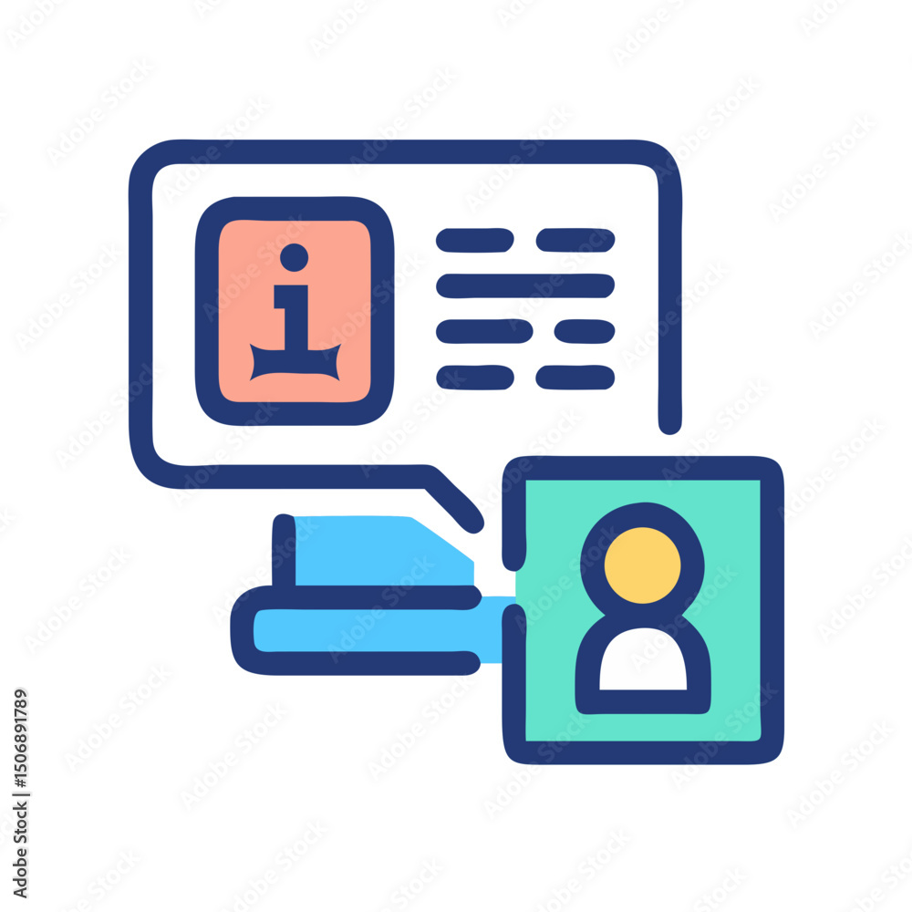 Poster computer interface interacting with user profile information graphic design