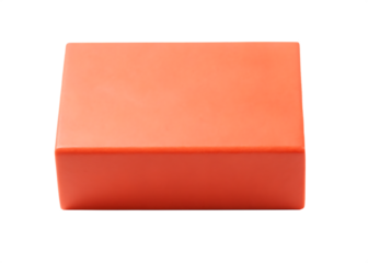 closeup of a coral colored rectangular block on white background,PNG