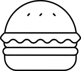 Mini Cheesy Burger Bite Savory Snack Line Art Vector Illustration