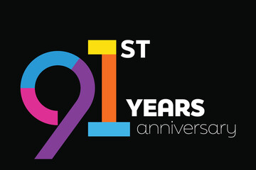 Flat Colorful 90s number 91