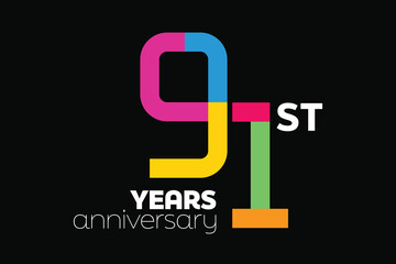 Flat Colorful 90s number 91
