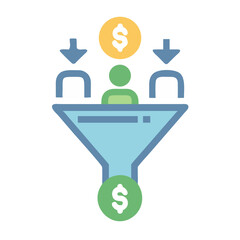 Simplified Sales Funnel Illustration with Lead Generation and Conversion