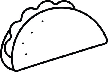 Mini Chicken Taco Shell Mexican Snack Sketch Line Art Vector Illustration
