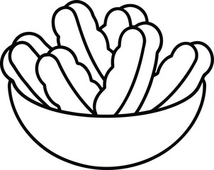 Mini Churro Bite Fried Snack Sketch Line Art Vector Illustration